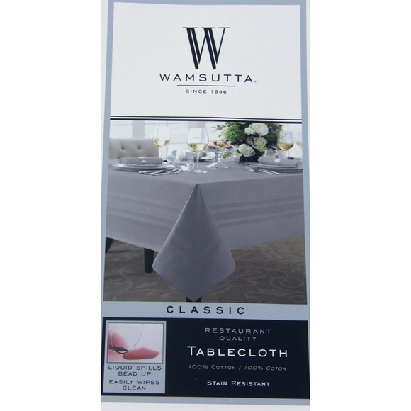 WAMSUTTA Restaurant Quality Classic NEW 90" ROUND TABLECLOTH in Gray NEW - Picture 1 of 4